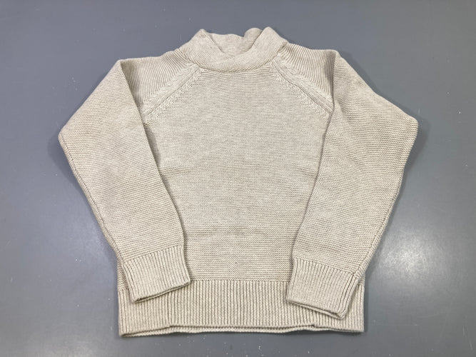 Pull écru tricot épais, col châle, moins cher chez Petit Kiwi