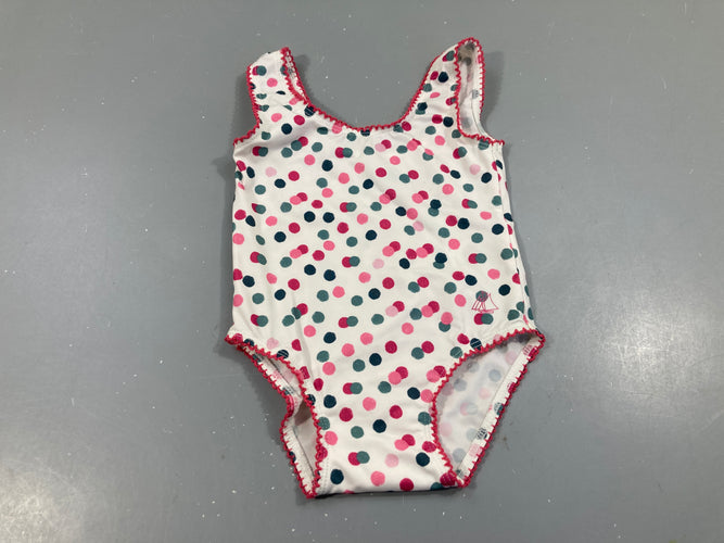 Maillot blanc pois rose, moins cher chez Petit Kiwi