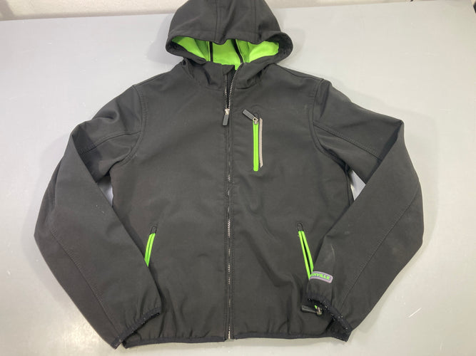 Veste zippée softshell noire capuche verte, Northville, moins cher chez Petit Kiwi