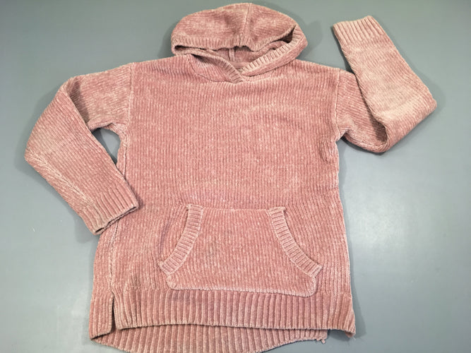Pull à capuche velours côtelé rose, moins cher chez Petit Kiwi