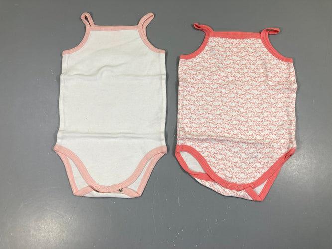 2 bodies fines bretelles blanc/rose oiseaux, moins cher chez Petit Kiwi