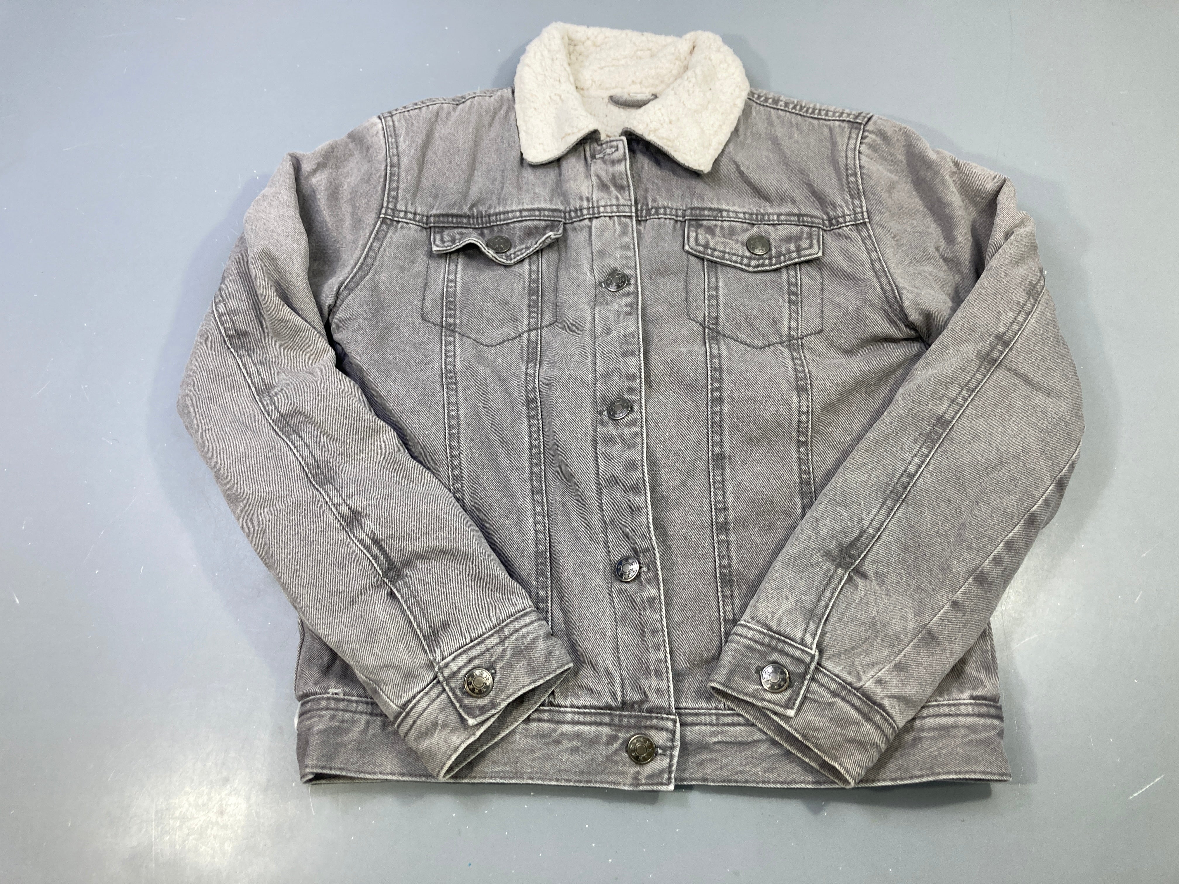 Veste jean grise doublée mouton écru