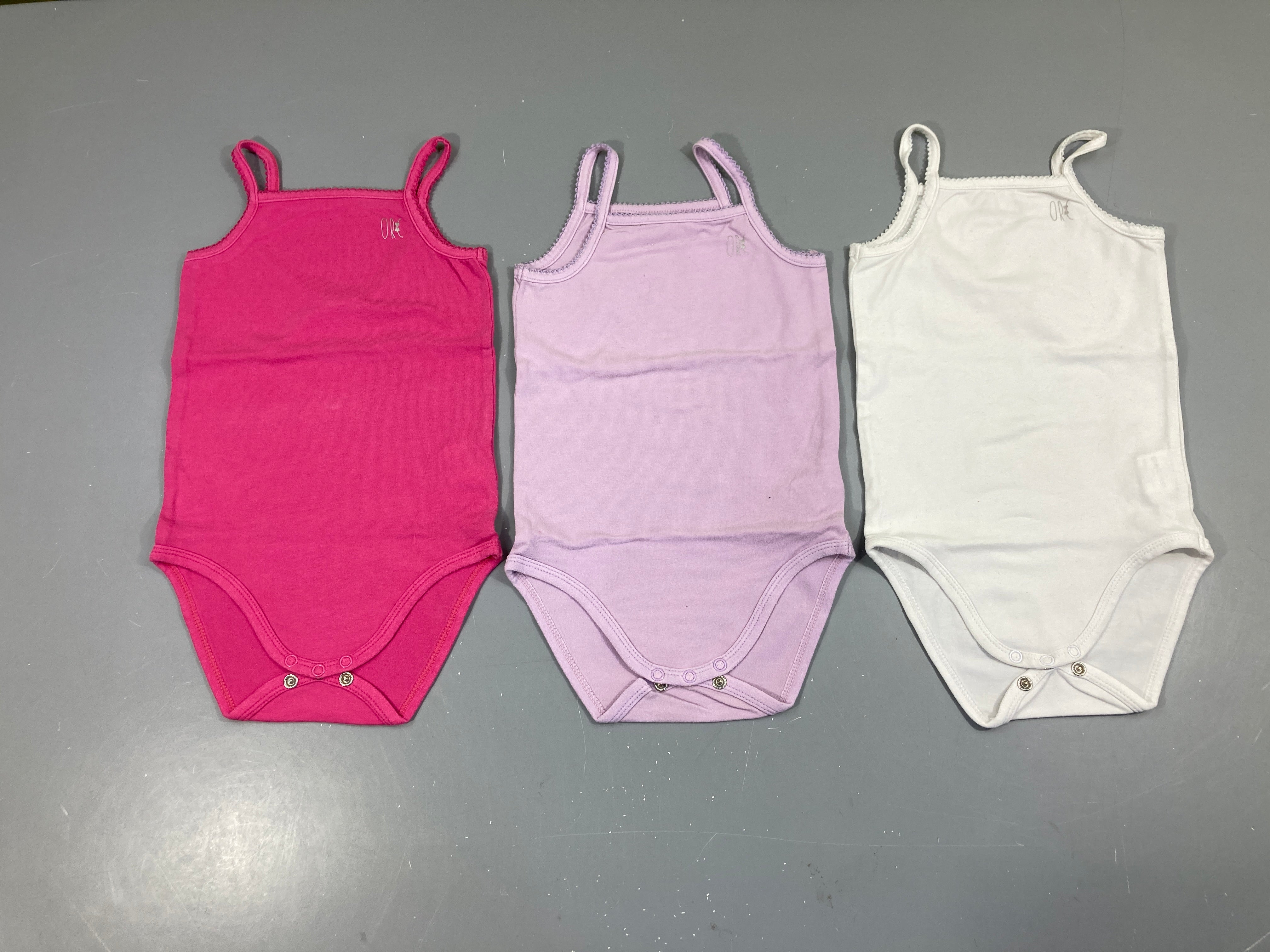 3 bodies fines bretelles blanc/rose/mauve