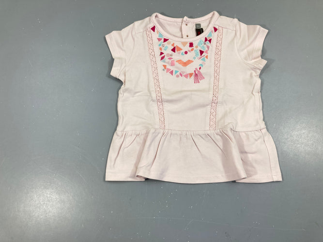 T-shirt m.c rose motifs colliers, moins cher chez Petit Kiwi