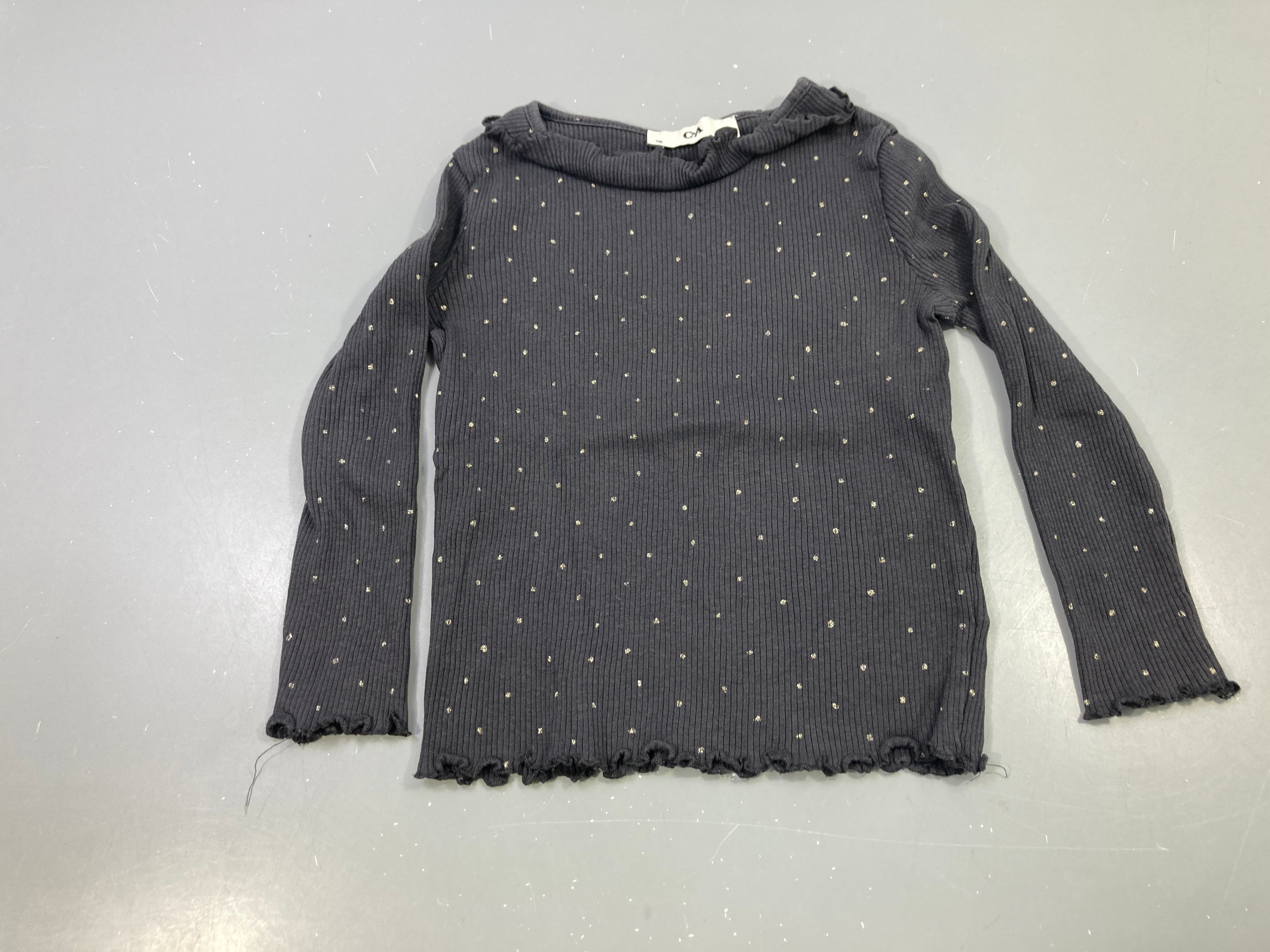 T-shirt m.l gris pois dorés pailletés