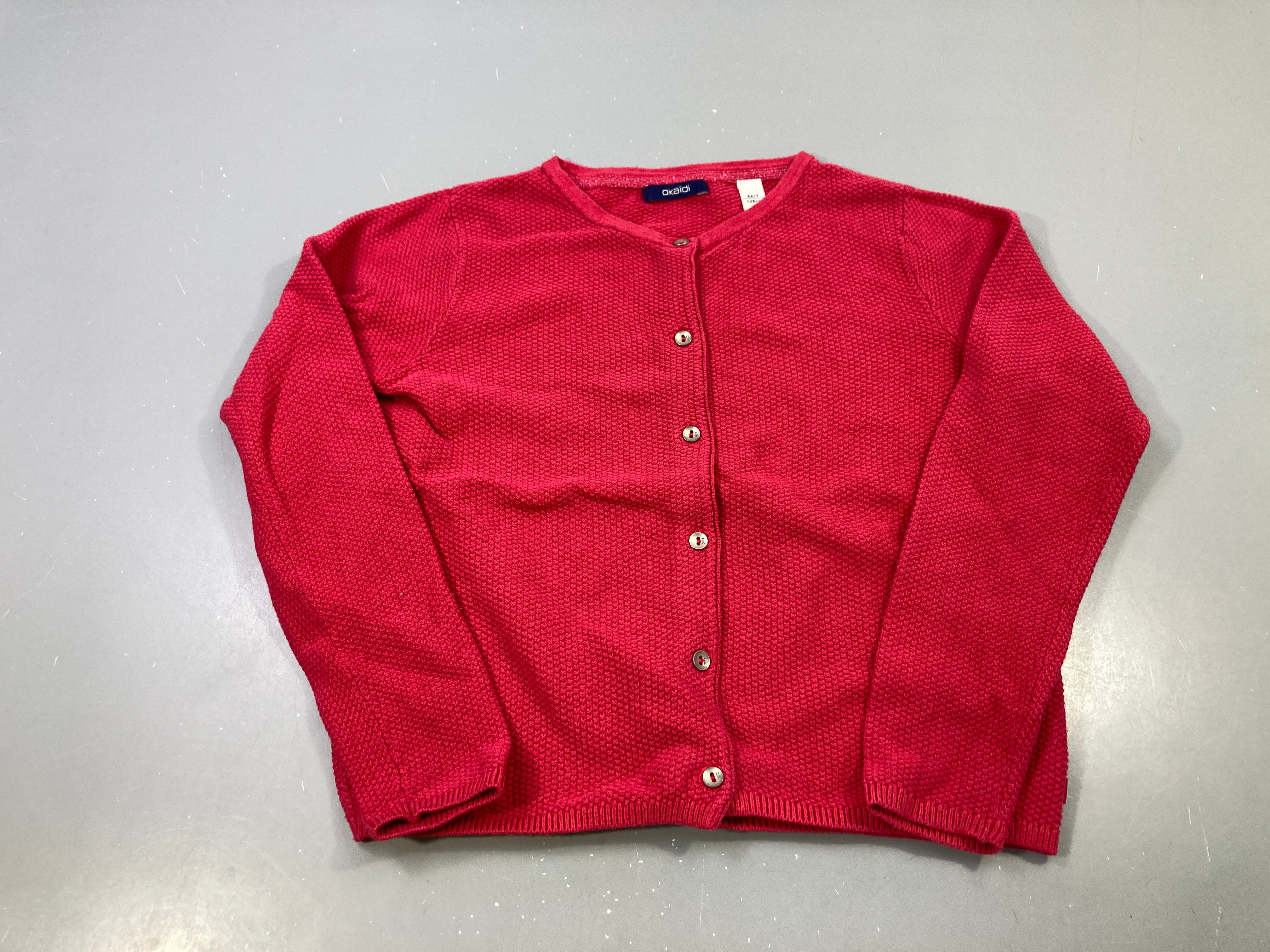 Gilet fuschia tricot boutonné