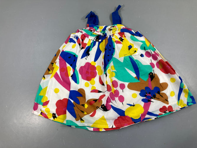Robe fines bretelles blanche fleurs, moins cher chez Petit Kiwi