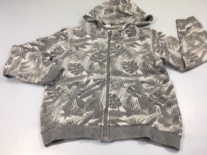 Sweat zippé à capuche gris feuillage, moins cher chez Petit Kiwi