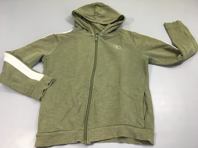 Sweat zippé à capuche kaki-blanc, moins cher chez Petit Kiwi