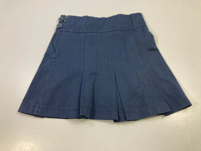 Jupe plissée bleu marine boutons, moins cher chez Petit Kiwi