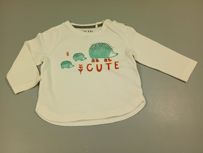 T-shirt m.l blanc, famille hérissons "cute", moins cher chez Petit Kiwi