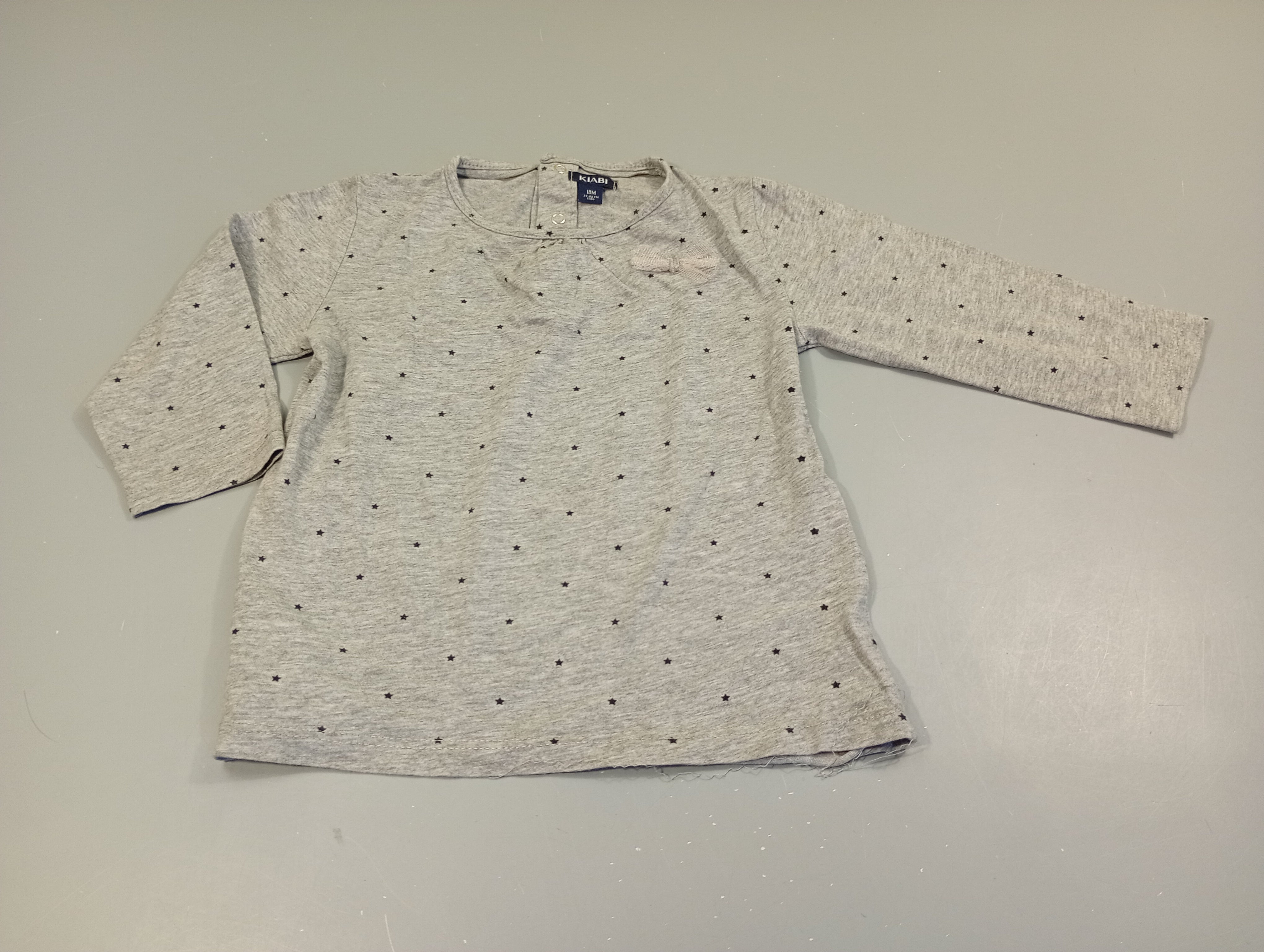 T-shirt m.l gris flammé , étoiles bleu marine