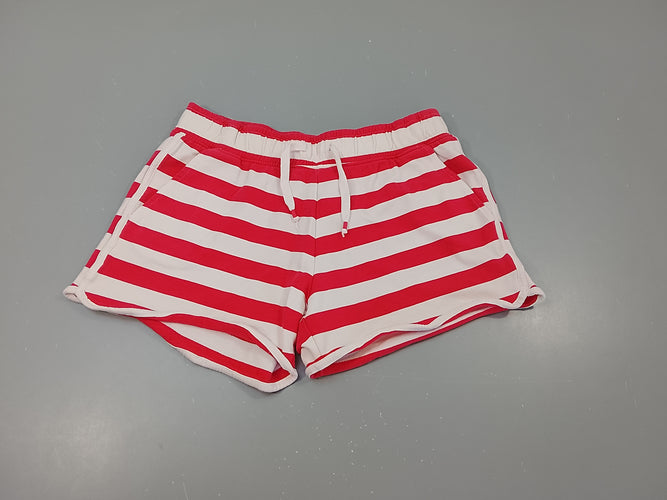 Short  jersey blanc rayé rose, moins cher chez Petit Kiwi
