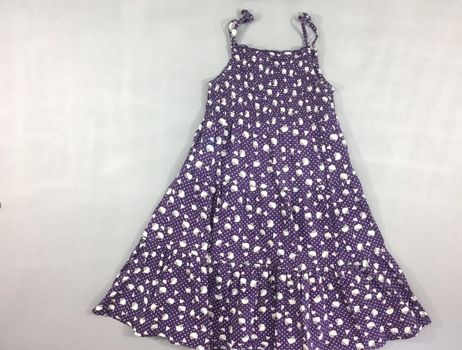 Robe fines bretelles s.mockée mauve pois hello kitty, moins cher chez Petit Kiwi