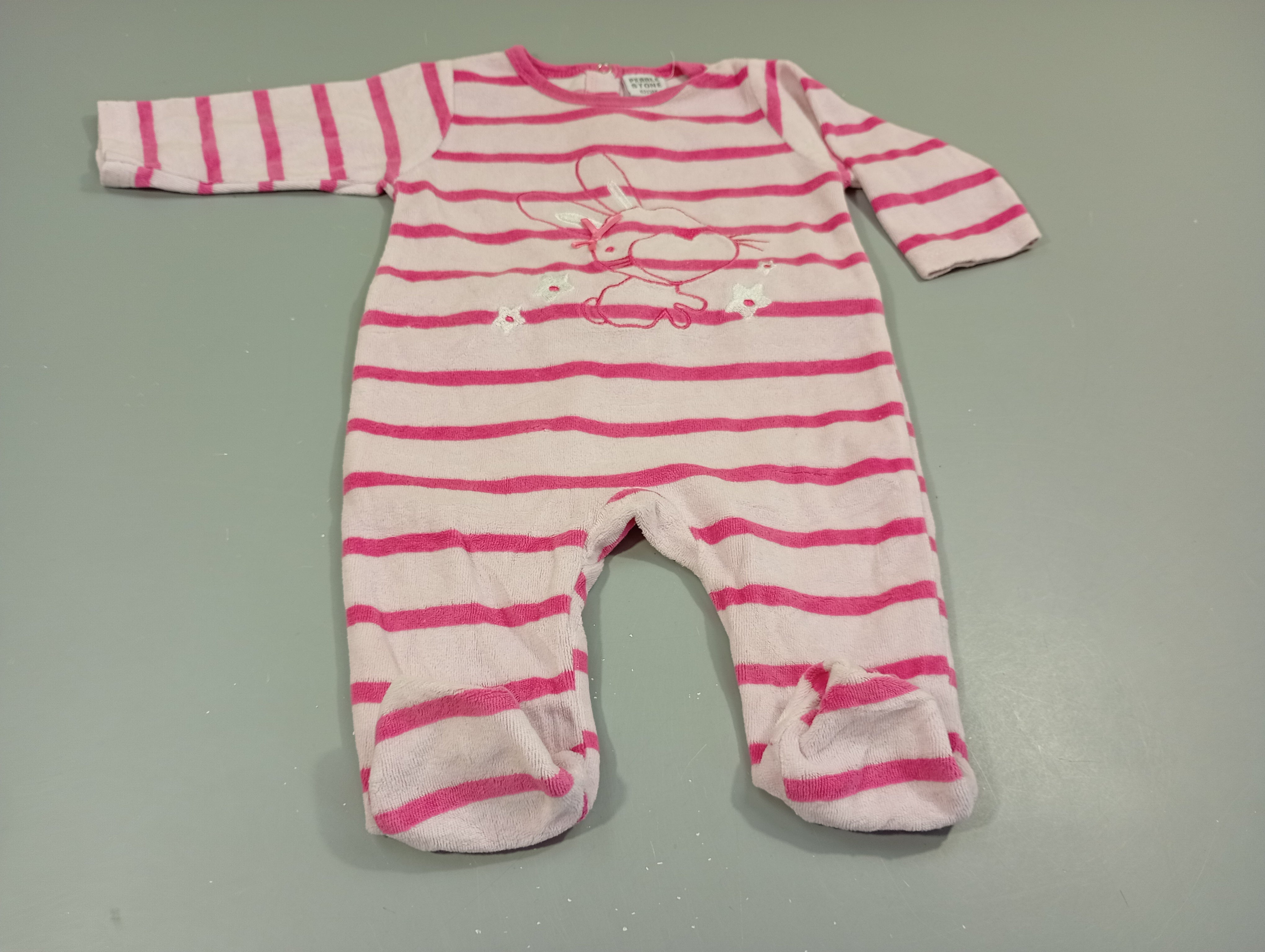 Pyjama velours  rose clair rayé rose, lapine