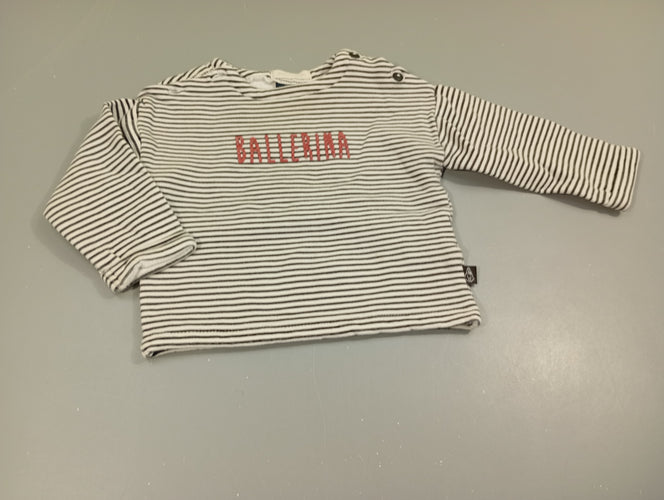 Sweat blanc rayé bleu marine "ballerina", moins cher chez Petit Kiwi