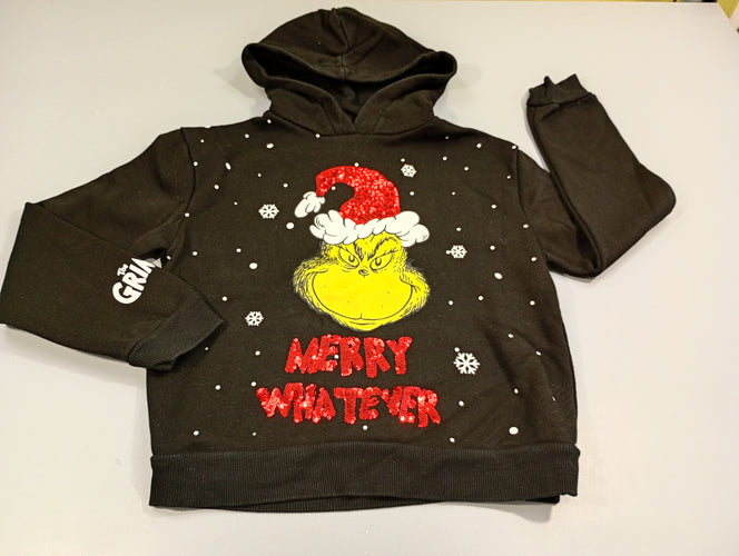 Sweat à capuche noir Grinch  bonnet en sequins rouges, moins cher chez Petit Kiwi