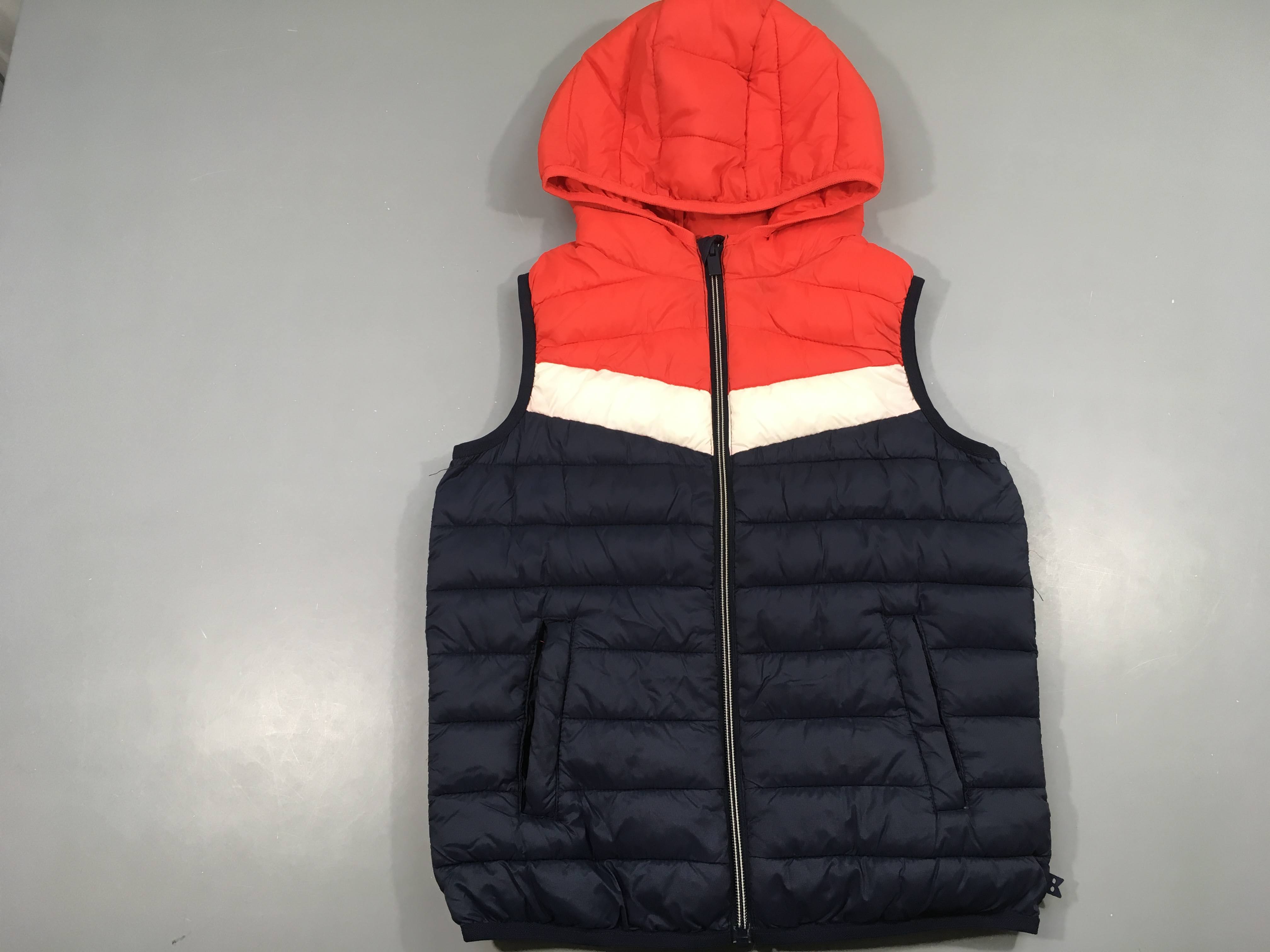 Bodywarmer rouge/bleu/blanc foncé à capuche