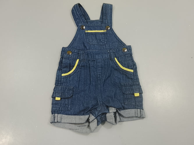 Salopette denim , bords jaune, moins cher chez Petit Kiwi