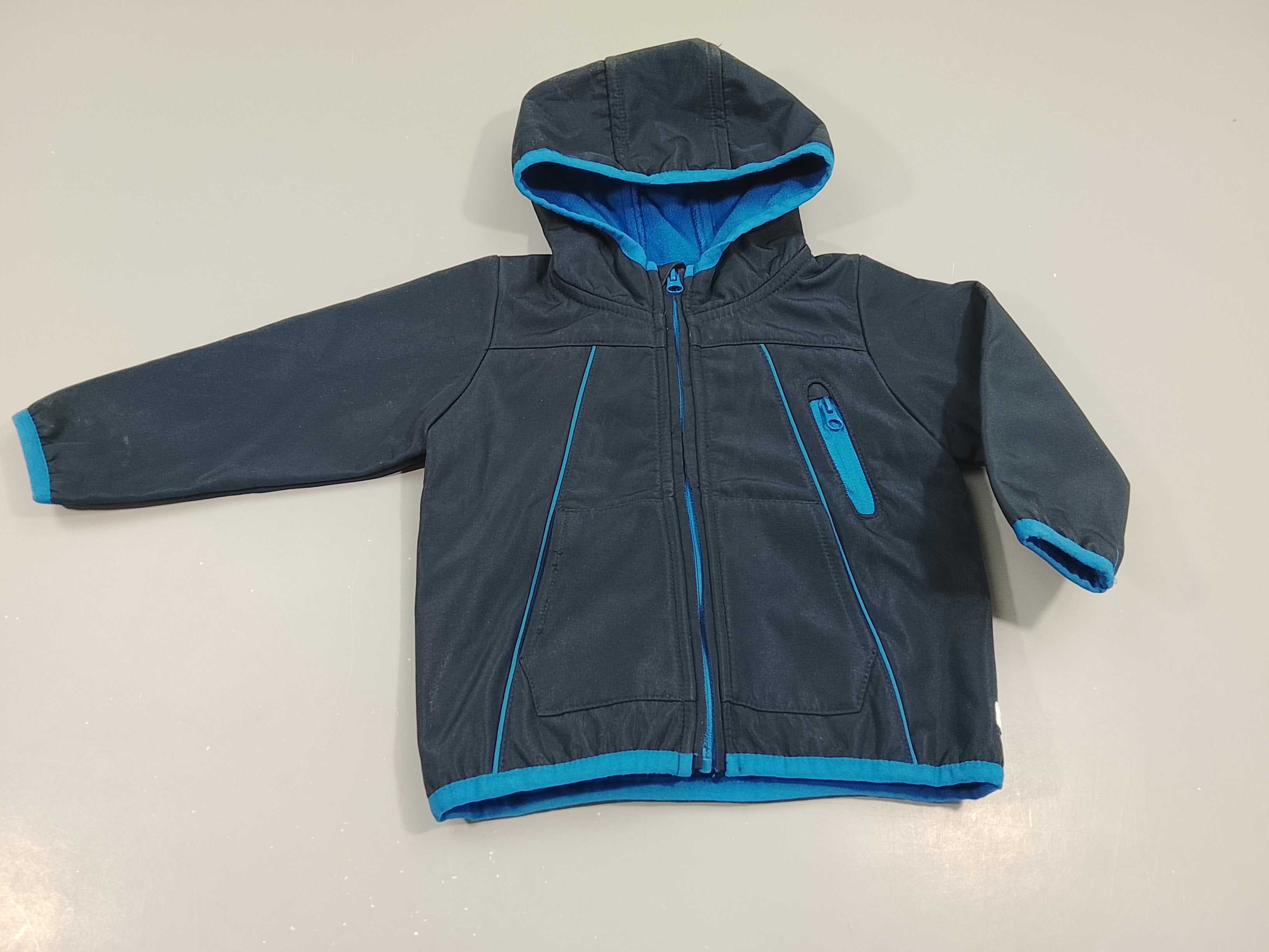 Veste Sofshell zippée à capuche  bleu marine- bleu
