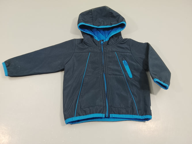 Veste Sofshell zippée à capuche  bleu marine- bleu, moins cher chez Petit Kiwi