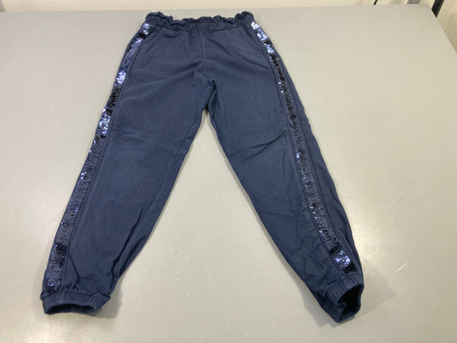 Pantalon jogging bleu marine, bandes sequins, moins cher chez Petit Kiwi
