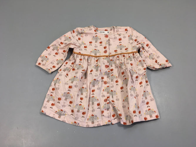 Robe m.l coton rose pommes, moins cher chez Petit Kiwi