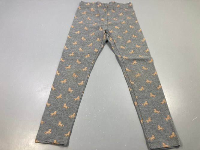 Legging gris chevaux dorés pailletés, moins cher chez Petit Kiwi
