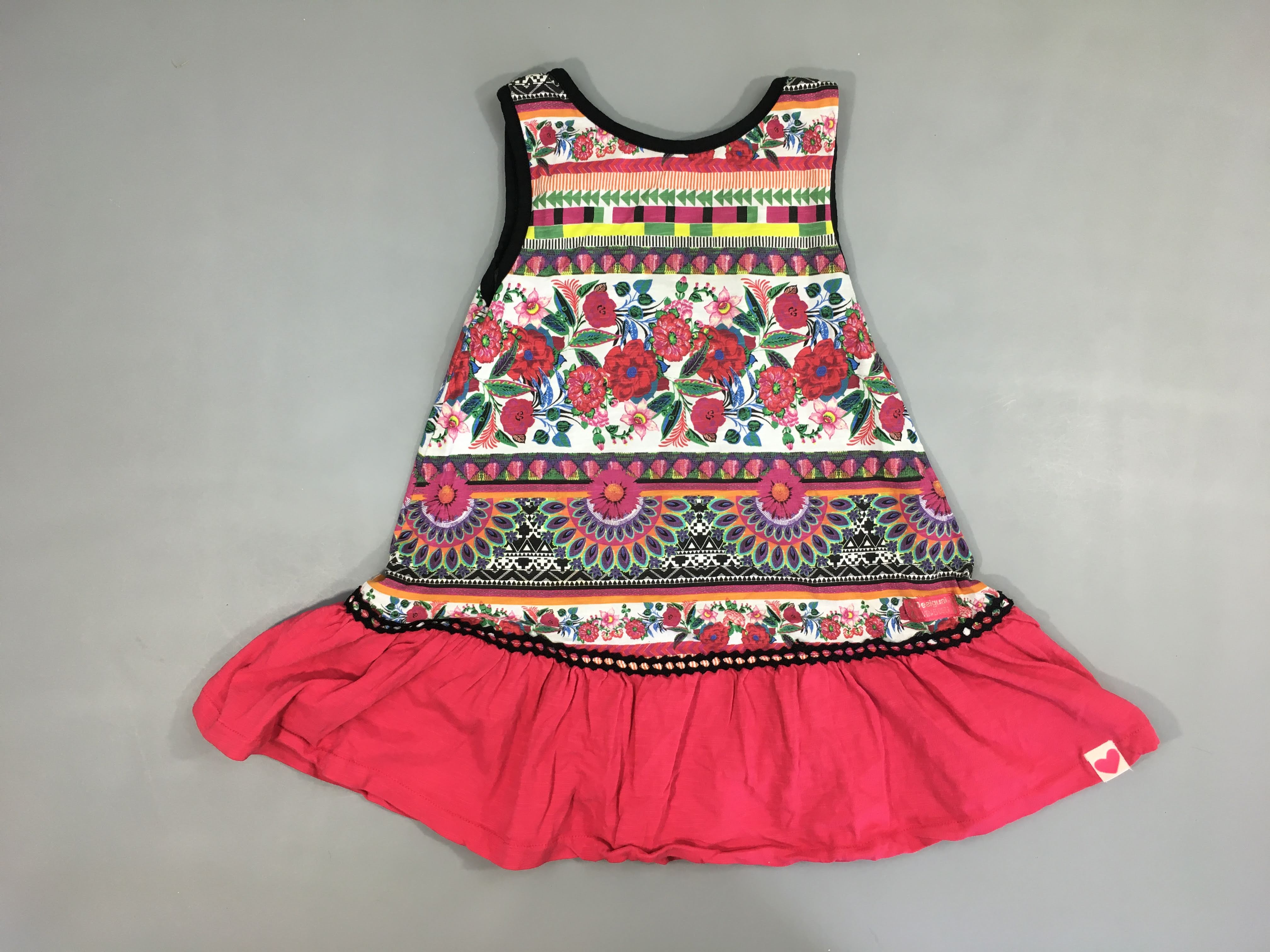 Robe s.m jersey blanc/rose fleurs