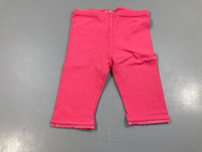 Legging 3/4 rose bas froufrous, un peu bouloché, moins cher chez Petit Kiwi