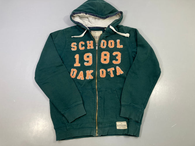 Sweat zippé capuche vert foncé, School 1983 Dakota, R.Teens, moins cher chez Petit Kiwi