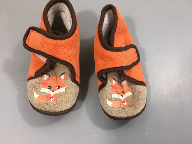 Pantoufles velours oranges/brun renard, Tooti, 20, moins cher chez Petit Kiwi