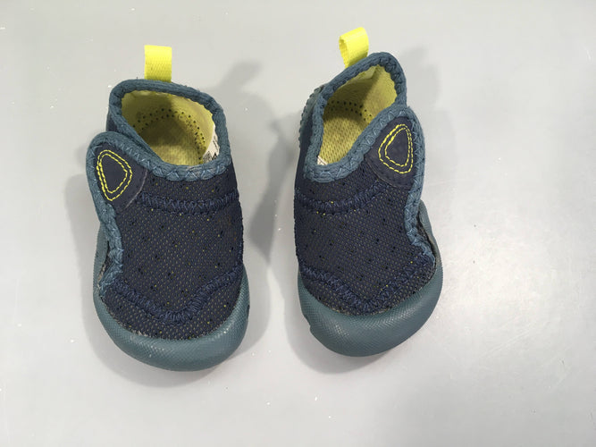 Chaussons antidérapant et respirant bleu foncé/anis, 21, moins cher chez Petit Kiwi