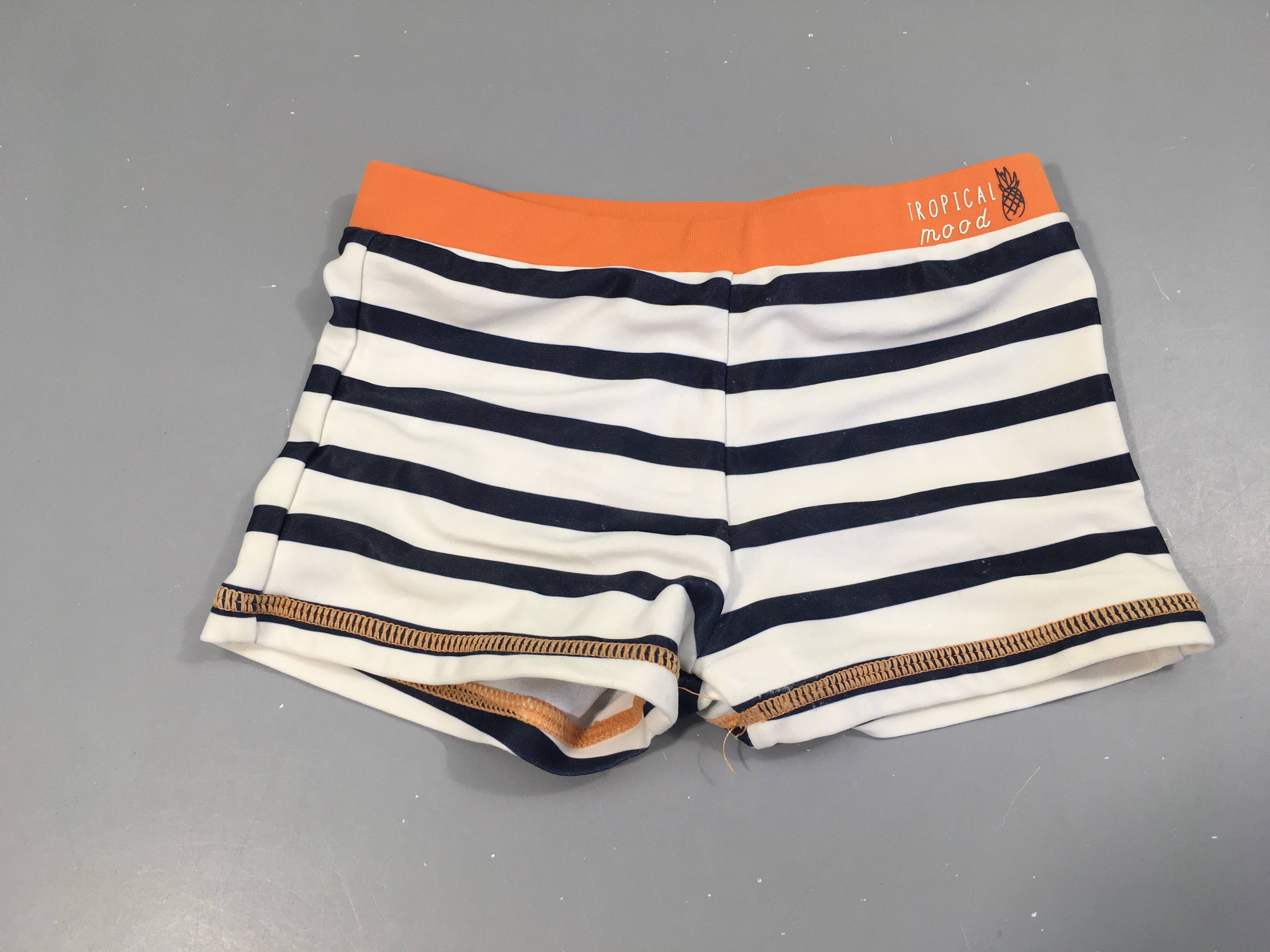 Maillot boxer blanc rayé bleu marine, Tropical