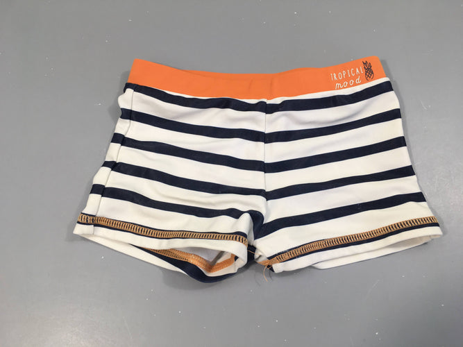 Maillot boxer blanc rayé bleu marine, Tropical, moins cher chez Petit Kiwi