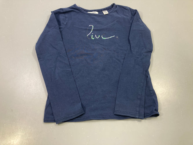 T-shirt m.l bleu marine, live sequins, moins cher chez Petit Kiwi