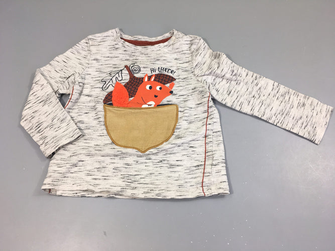 T-shirt m.l gris flammé écureuil, flocage craquelé relief, moins cher chez Petit Kiwi