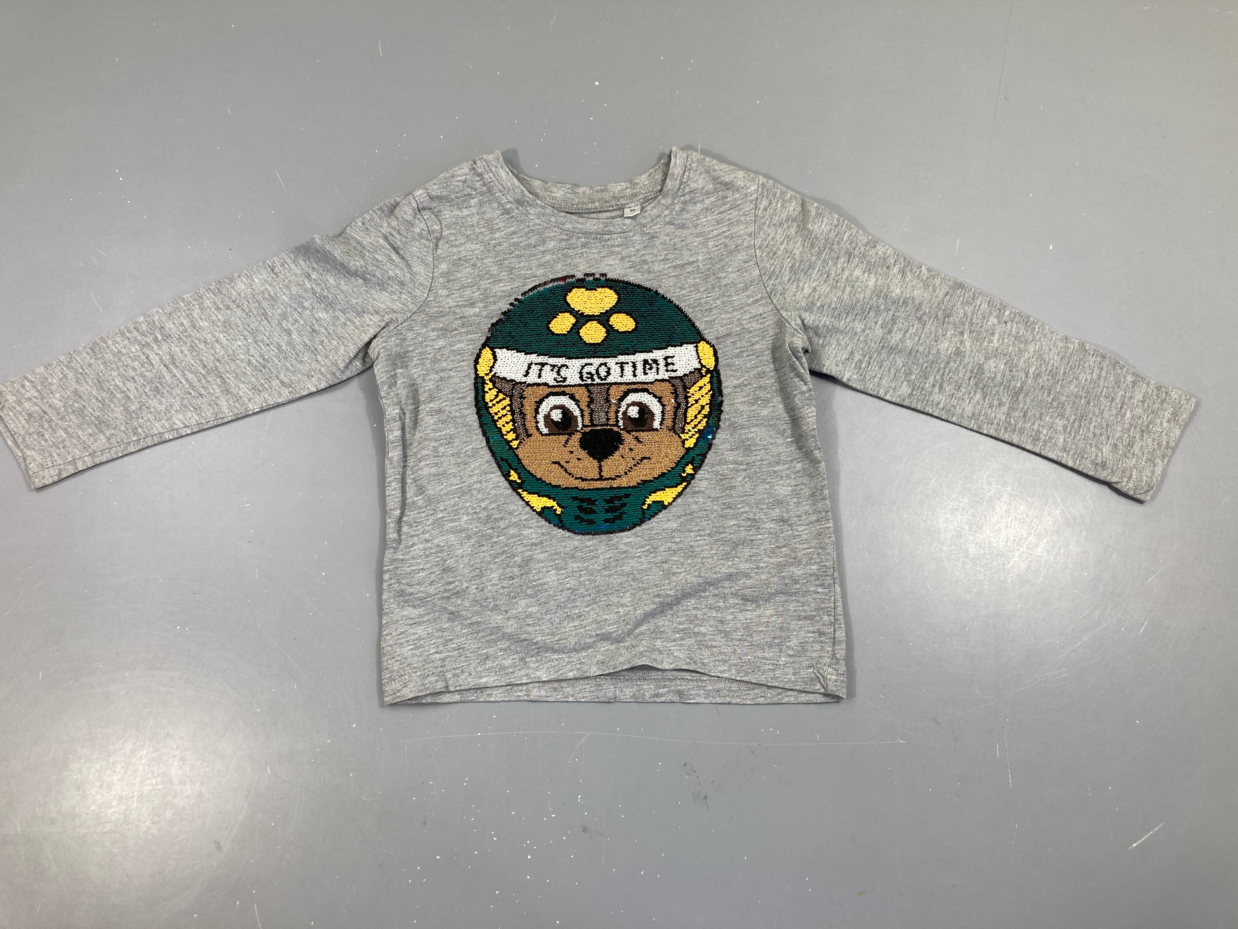 T-shirt m.l gris chiné Pat Patrouille sequins