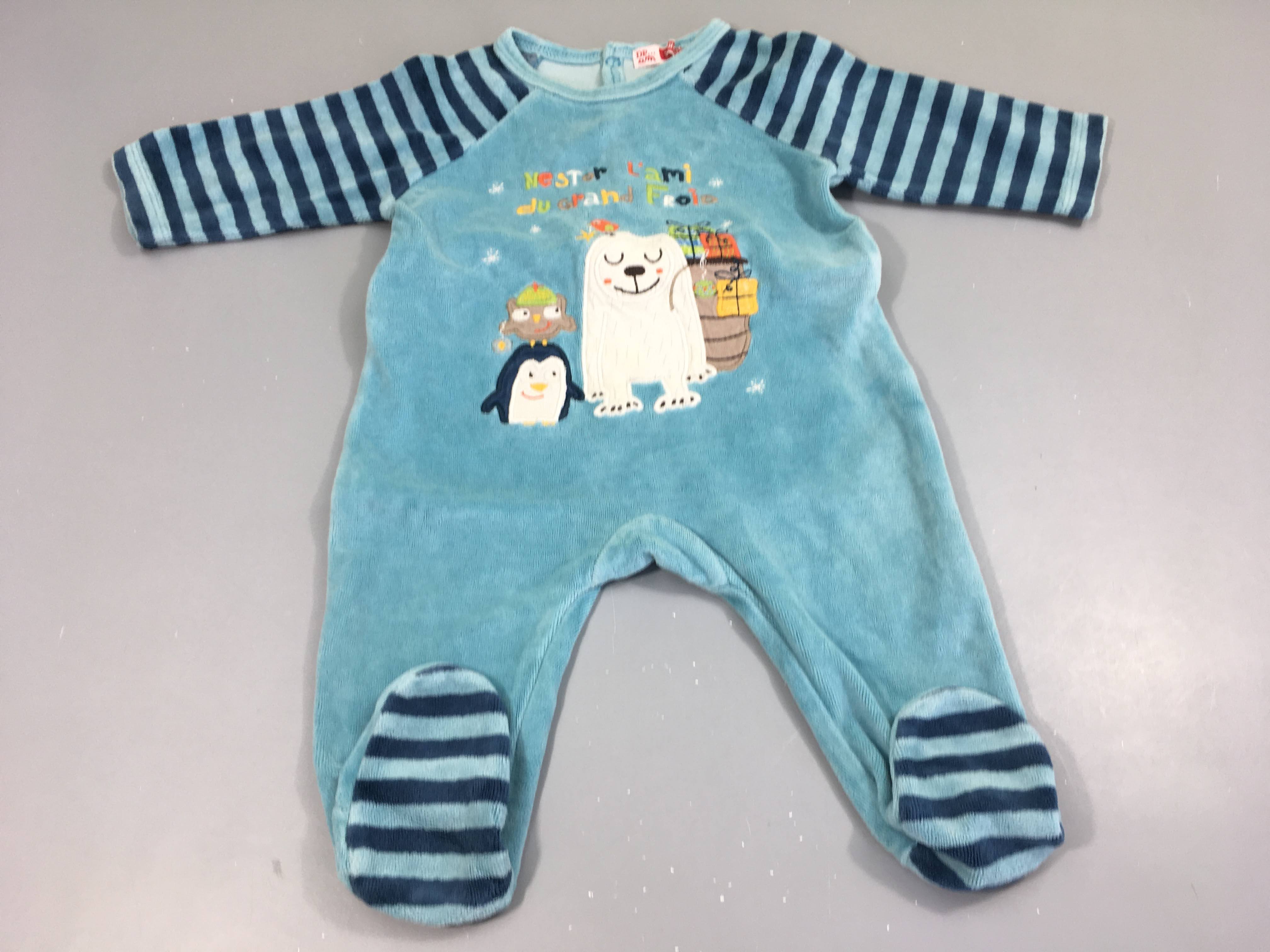 Pyjama velours bleu froid