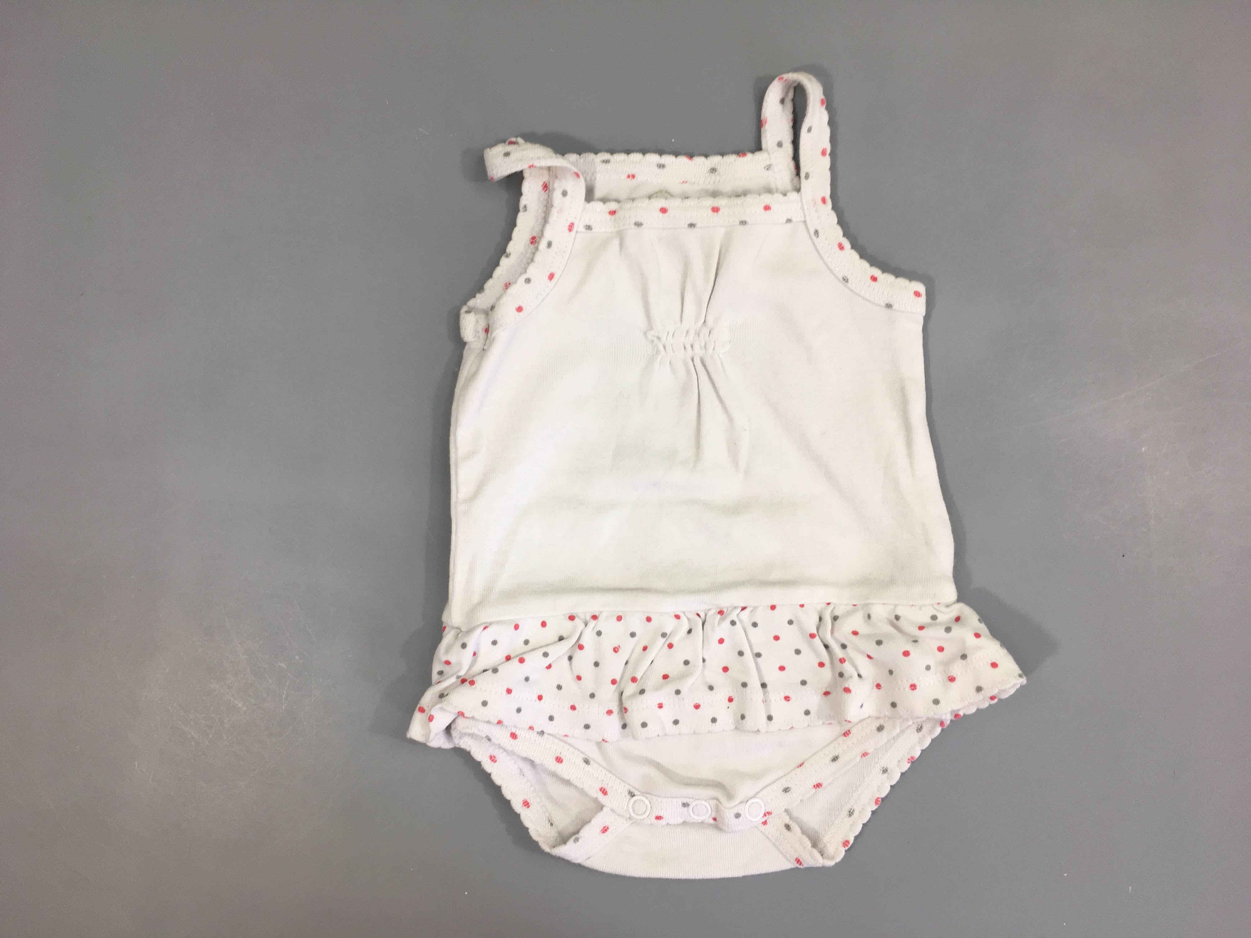 Body fines bretelles blanc pois jupette