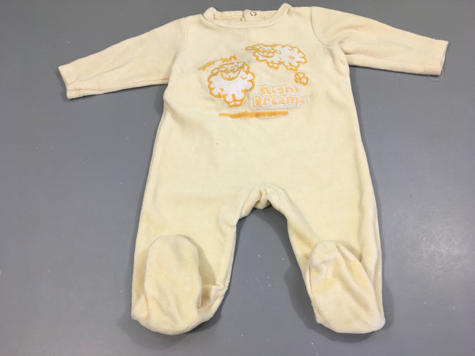Pyjama velours jaune moutons, moins cher chez Petit Kiwi