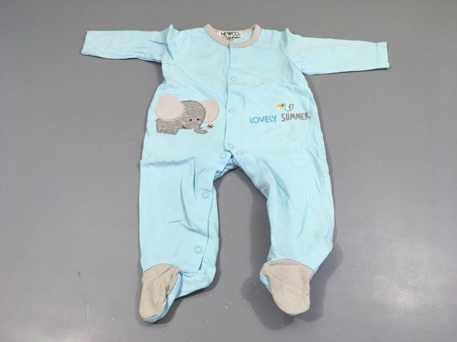 Pyjama jersey bleu éléphant, moins cher chez Petit Kiwi
