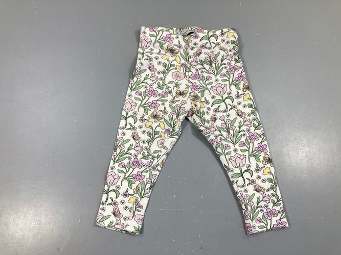 Legging écru fleuri fleuri, moins cher chez Petit Kiwi