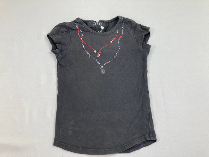 T-shirt m.c gris foncé effet collier, moins cher chez Petit Kiwi