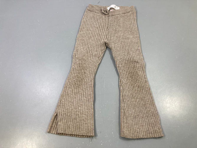 Pantalon évasé mailles taupe chiné fendu bouloché, moins cher chez Petit Kiwi