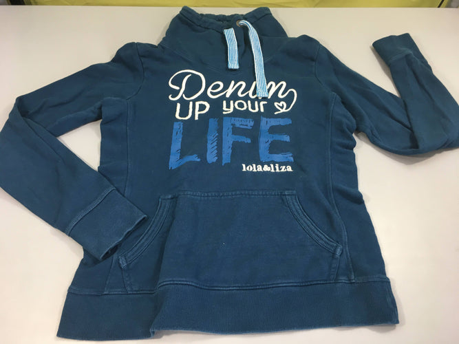 Sweat à capuche bleu Denim, moins cher chez Petit Kiwi