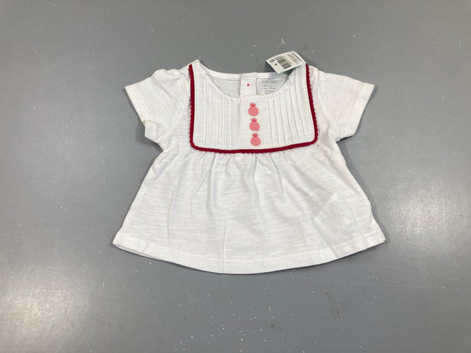 Neuf-T-shirt m.c blanc ananas roses, moins cher chez Petit Kiwi