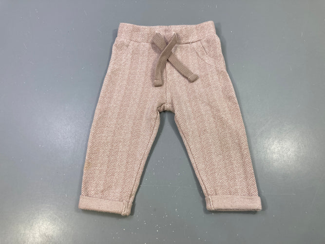 Pantalon jogging chevrons beige rosé à revers, bouloché, moins cher chez Petit Kiwi