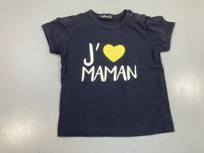 T-shirt m.c bleu marine j'aime maman, moins cher chez Petit Kiwi