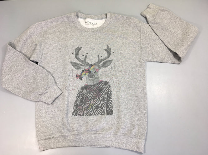 Sweat gris chiné Renne, moins cher chez Petit Kiwi